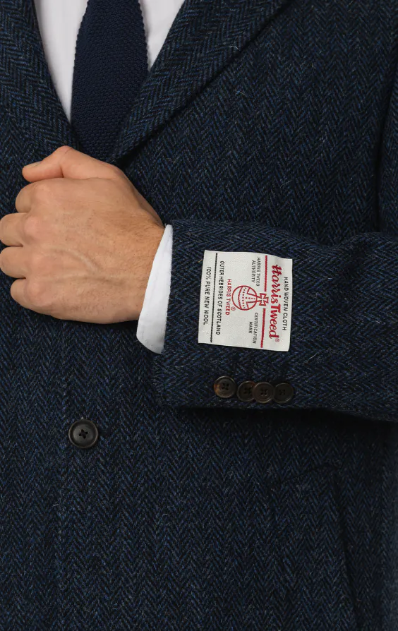 Harris Tweed Pardessus Tweed Bleu à Chevrons - photo 2