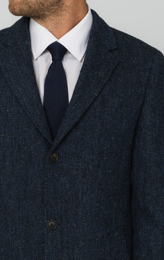 Harris Tweed Pardessus Tweed Bleu à Chevrons - photo 3