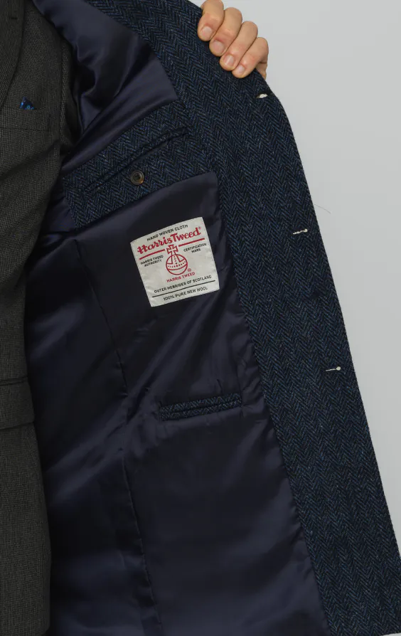 Harris Tweed Pardessus Tweed Bleu à Chevrons - photo 4