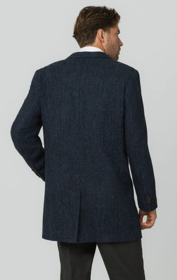 Harris Tweed Pardessus Tweed Bleu à Chevrons - photo 5