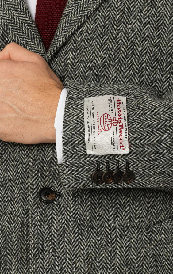 Harris Tweed Pardessus Tweed Gris à Chevrons Dobell