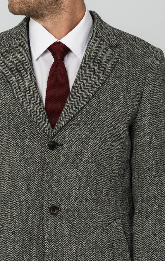 Harris Tweed Pardessus Tweed Gris à Chevrons - photo 4