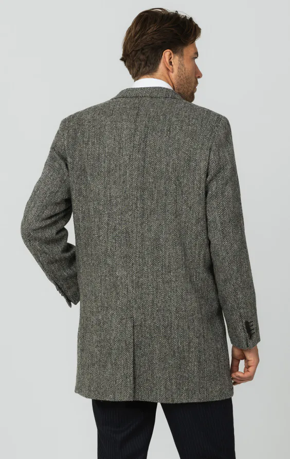 Harris Tweed Pardessus Tweed Gris à Chevrons - photo 6