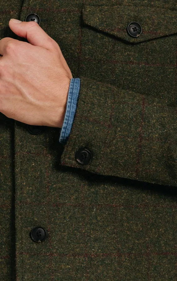 Veste De Piratage Caldene Fille Taille 30 (UK 4/6) - Tweed Vert à Carreaux - Occasion