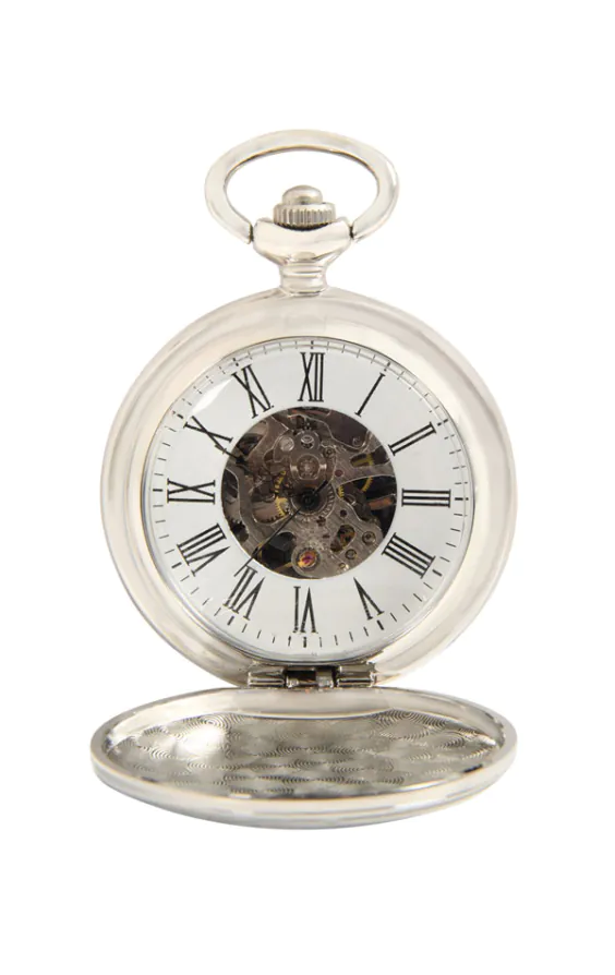 Montre de poche squelette couleur argent