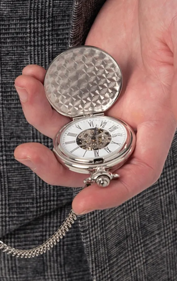 Montre de poche squelette couleur argent - photo 1