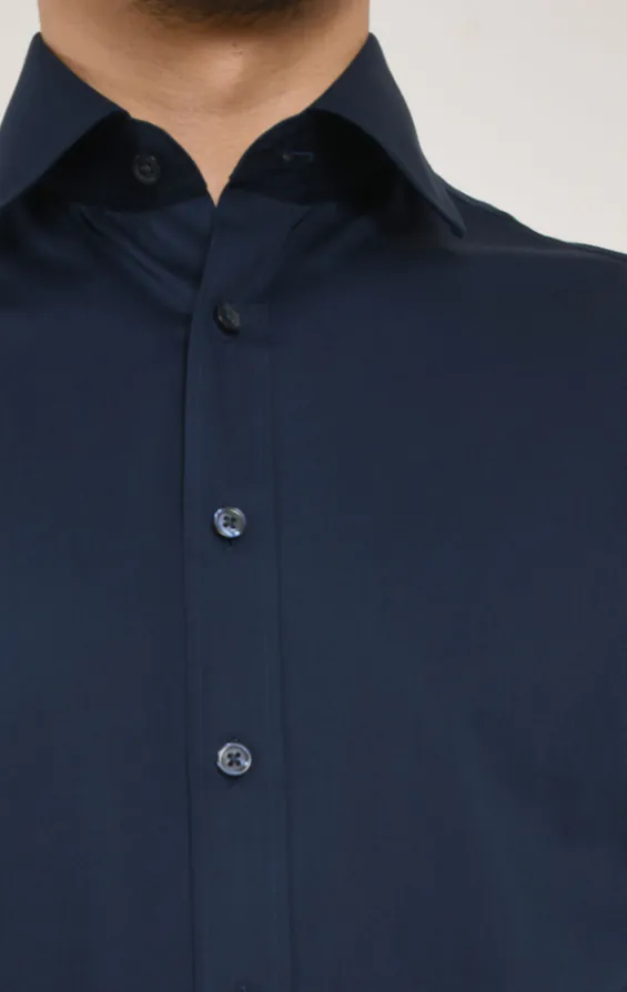 Marine chemise d'entretien facile en popeline,100% coton - photo 1