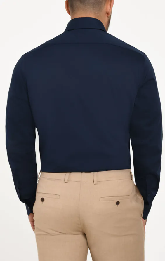Marine chemise d'entretien facile en popeline,100% coton - photo 2
