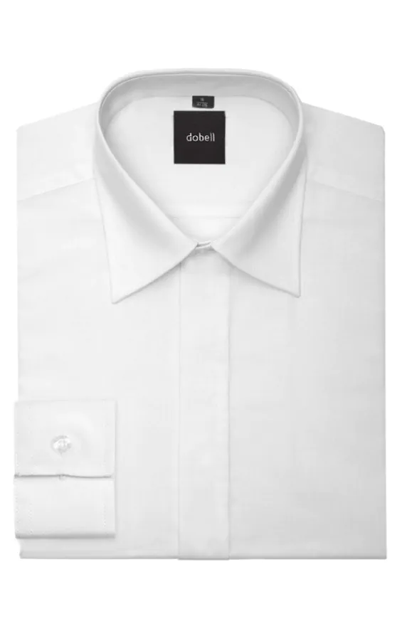 Chemise habillée unie boutonnée sous-patte, col standard, garçon Chemise habillée unie boutonnée sous-patte, col standard, garçon