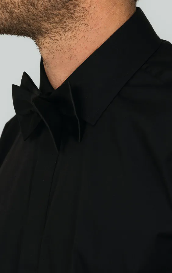 Chemise habillée unie noire, col standard - photo 2