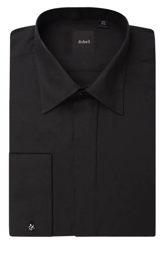 Chemise habillée unie noire, col standard - photo 1