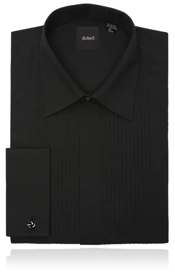 Chemise habillée noire, plissée devant, col standard - photo 1 Chemise habillée noire, plissée devant, col standard - photo 1