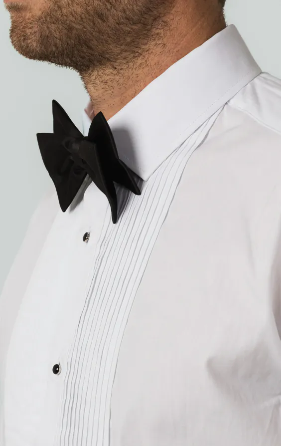Chemise habillée, plastron plissée devant, col standard, 100% coton - photo 2