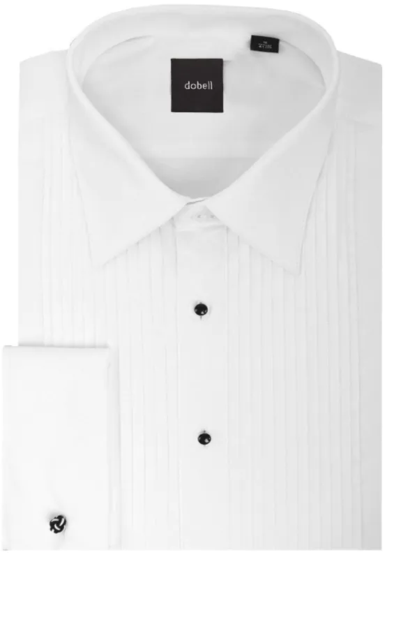 Chemise habillée, plastron plissée devant, col standard, 100% coton - photo 1