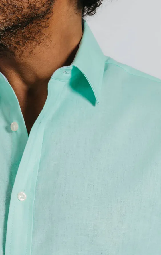 Chemise en lin aqua - photo 2