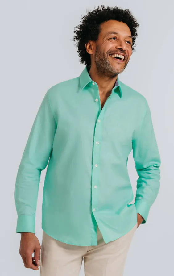 Chemise en lin aqua