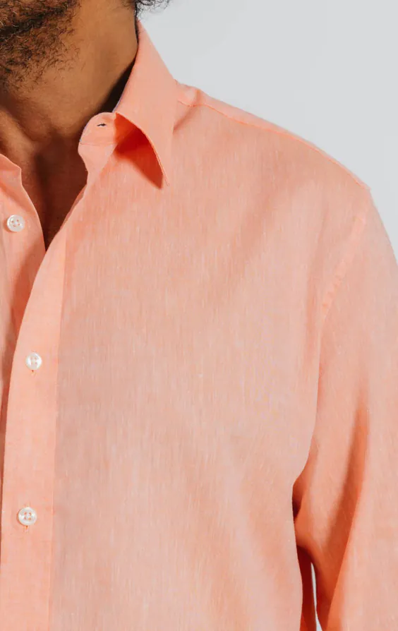 Chemise en lin orange - photo 2