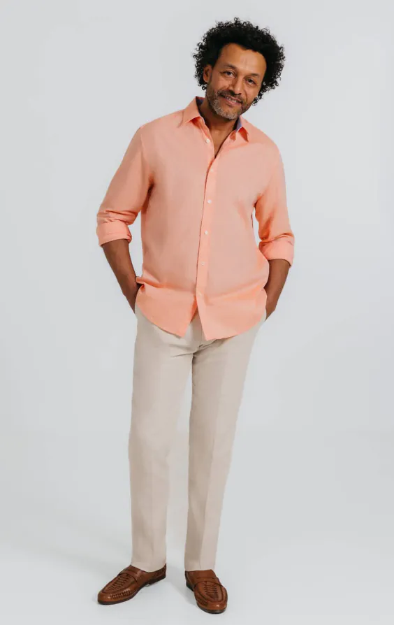 Chemise en lin orange - photo 3