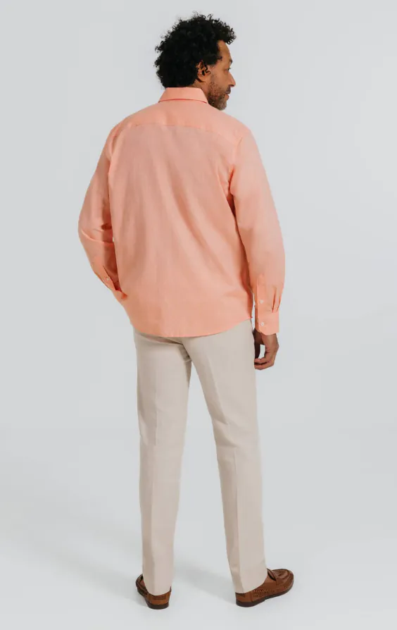 Chemise en lin orange - photo 4