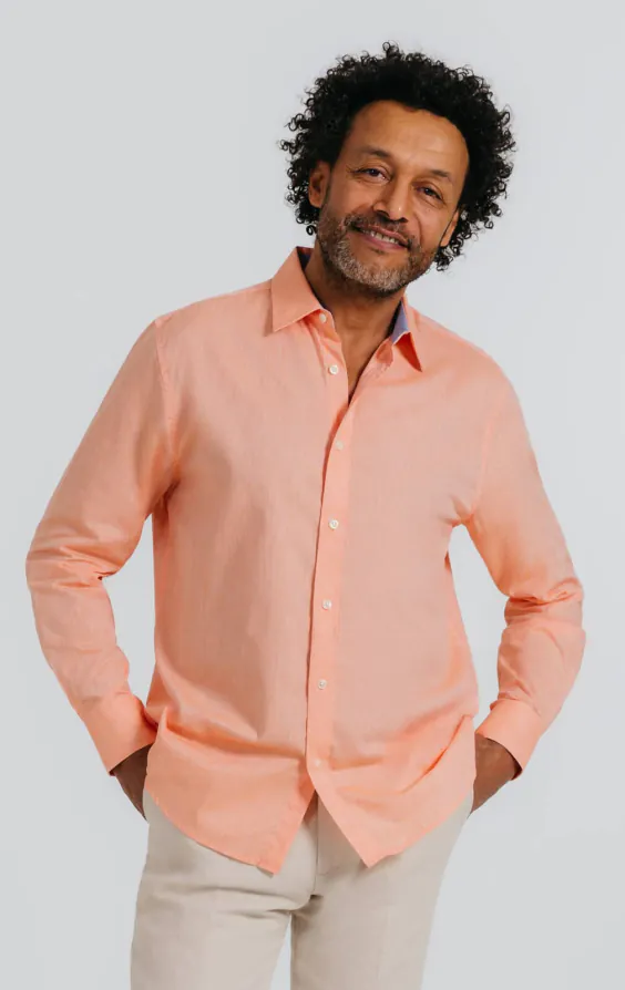 Chemise en lin orange