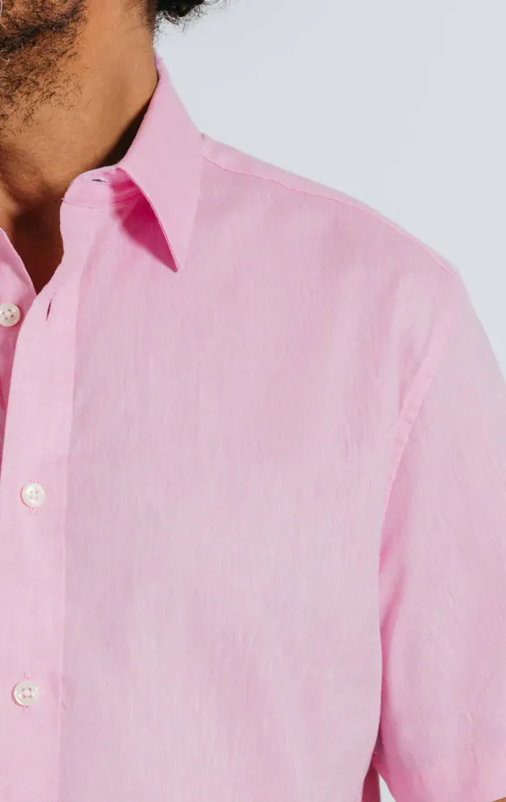 Chemise en lin rose - photo 2