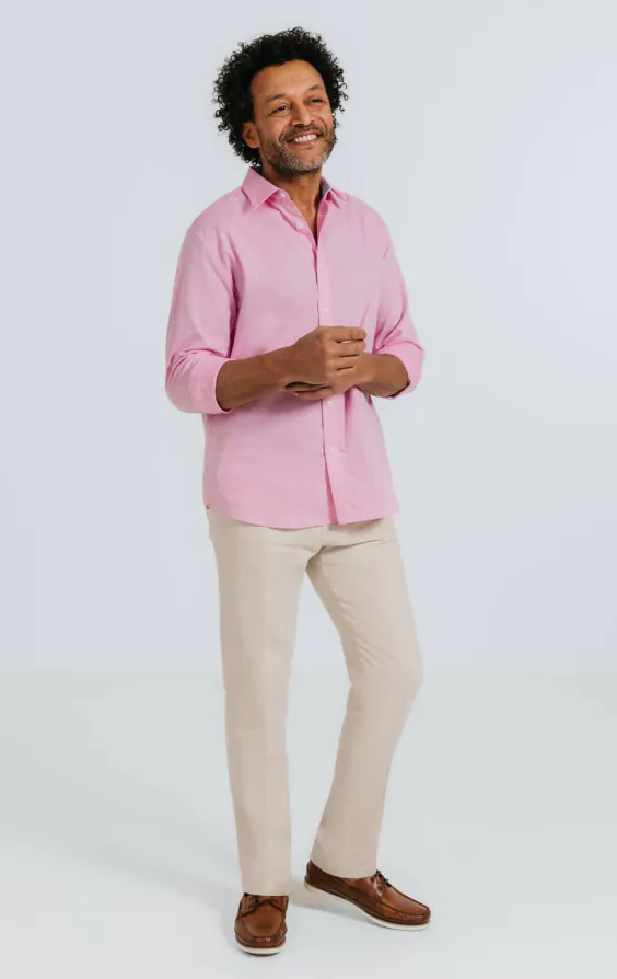 Chemise en lin rose - photo 3