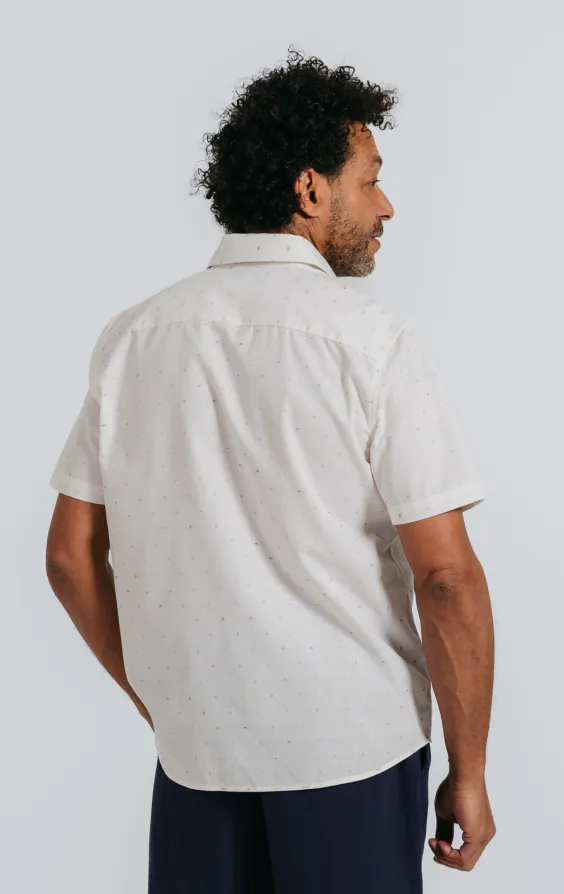 Chemise blanche à manches courtes avec armure colorée - photo 3