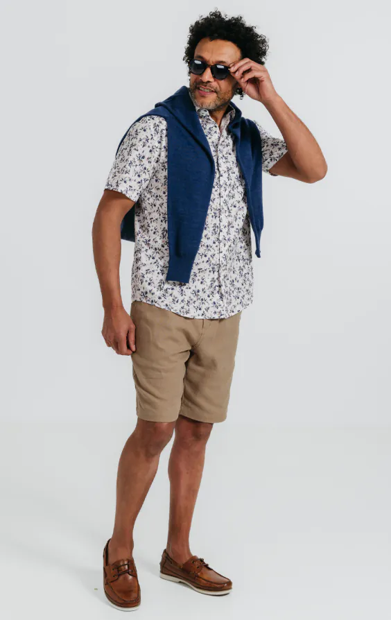 Chemise à manches courtes en coton à imprimé floral - photo 1