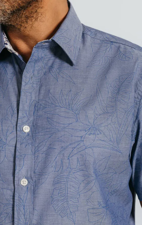 Chemise à manches courtes à imprimé floral bleu - photo 2