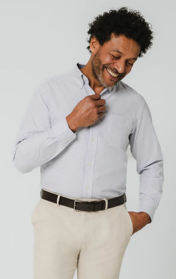 Chemise oxford à rayures bleues et blanches - photo 3 Chemise oxford à rayures bleues et blanches - photo 3