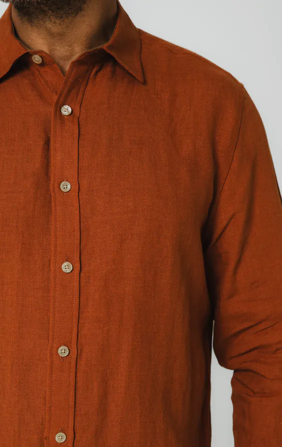 Chemise en lin rouille - photo 2