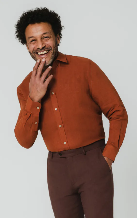 Chemise en lin rouille - photo 3