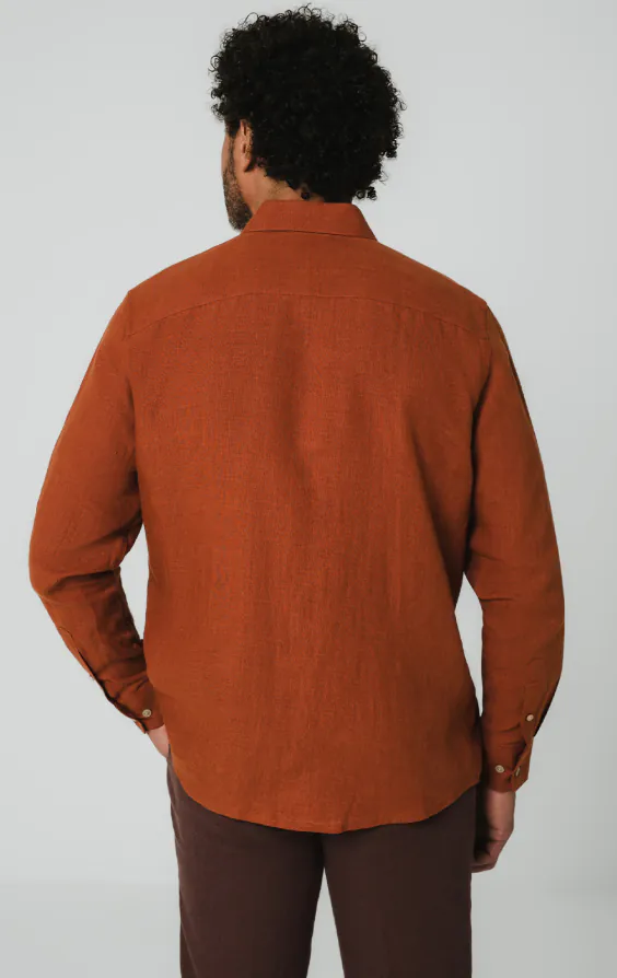 Chemise en lin rouille - photo 4