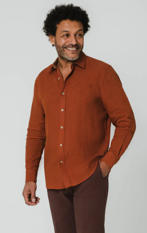 Chemise en lin rouille
