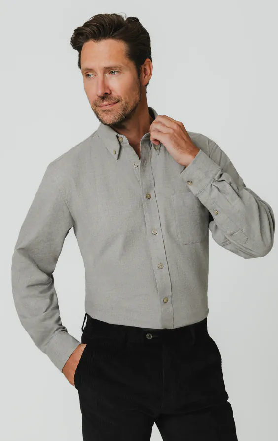 Chemise en coton brossé à gris clair - photo 3 Chemise en coton brossé à gris clair - photo 3