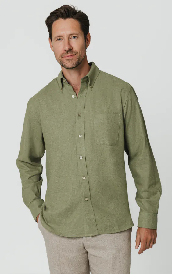 Chemise en coton brossé à vert sauge - photo 5 Chemise en coton brossé à vert sauge - photo 5