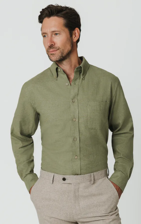 Chemise en coton brossé à vert sauge - photo 3 Chemise en coton brossé à vert sauge - photo 3