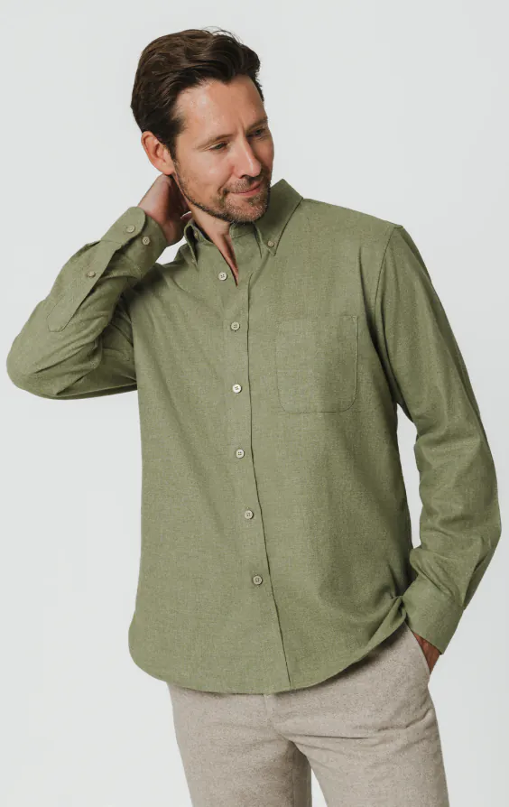 Chemise en coton brossé à vert sauge Chemise en coton brossé à vert sauge