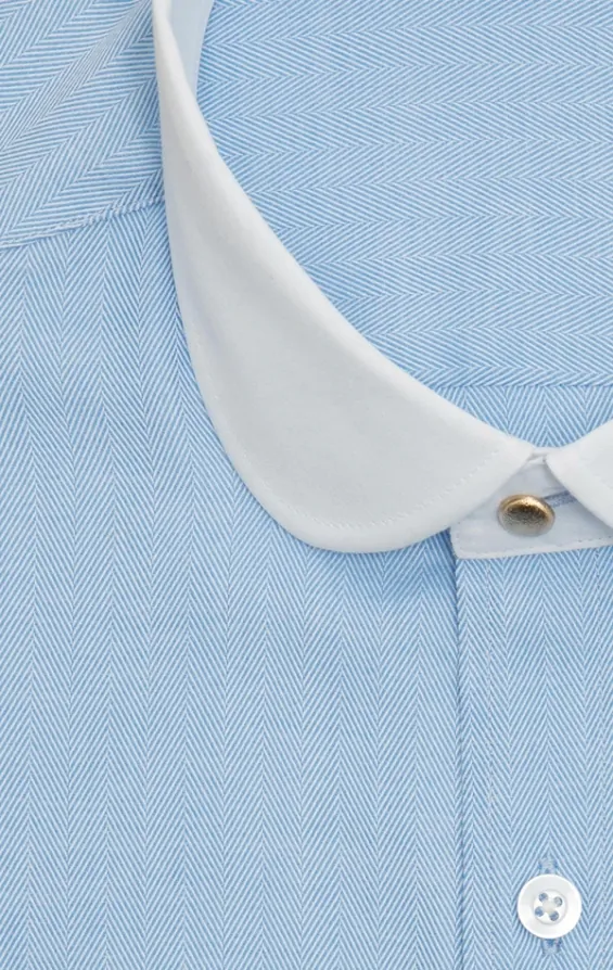 Loch Hart Chemise Bleu Clair a Col Penny Contraste Dobell
