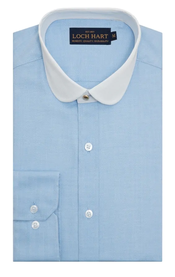 Loch Hart Chemise Bleu Clair a Col Penny Contraste Dobell