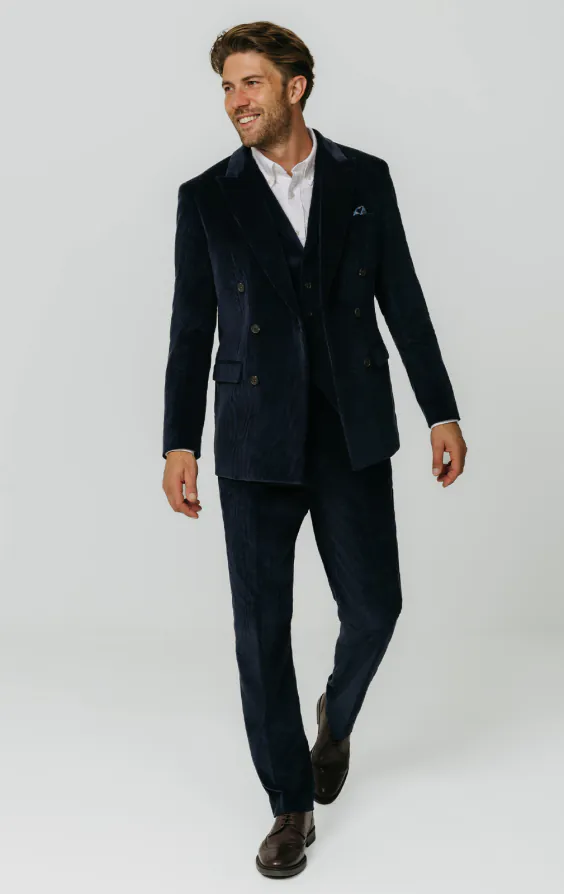 Double Breasted Navy Corduroy 3 Piece Suit Double Breasted Navy Corduroy 3 Piece Suit