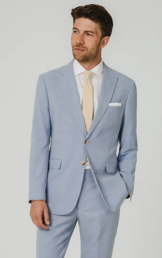 Costume bleu clair en tissu hopsack