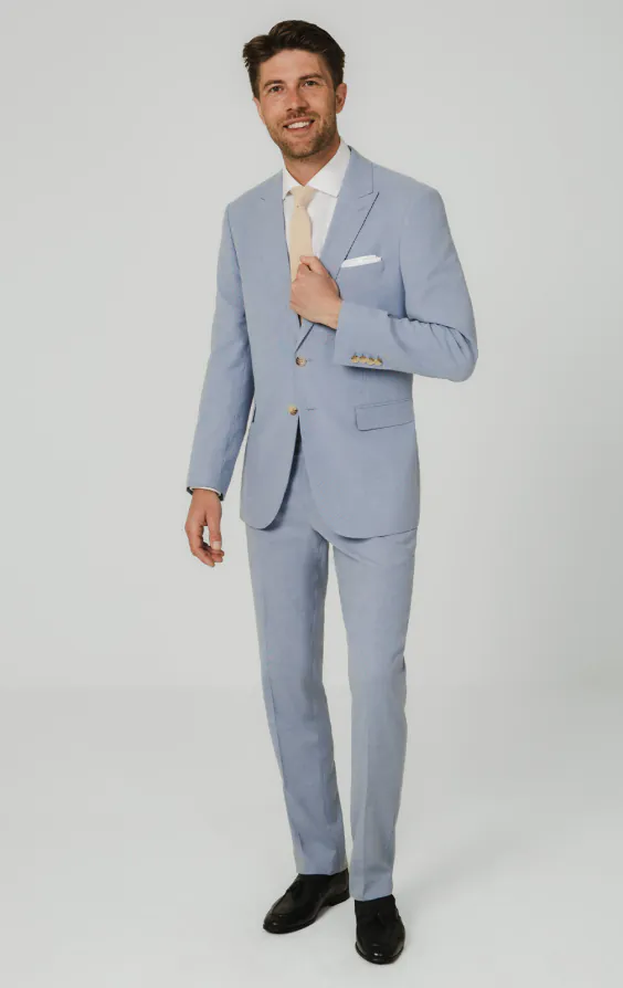 Costume bleu clair en tissu hopsack - photo 1
