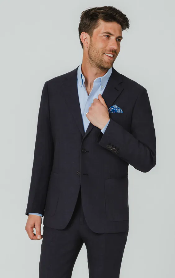 Costume en pur lin bleu marine Costume en pur lin bleu marine