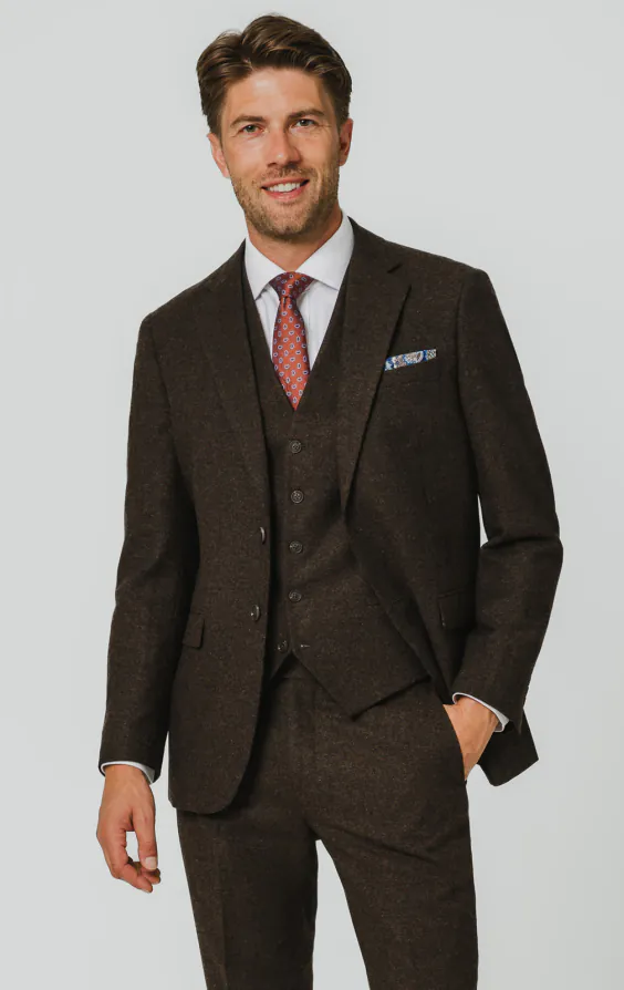 Costume 3 pièces tweed Donegal brun foncé Costume 3 pièces tweed Donegal brun foncé