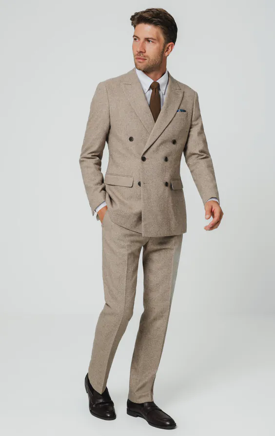 Costume en sergé tweed marron chameau - photo 1