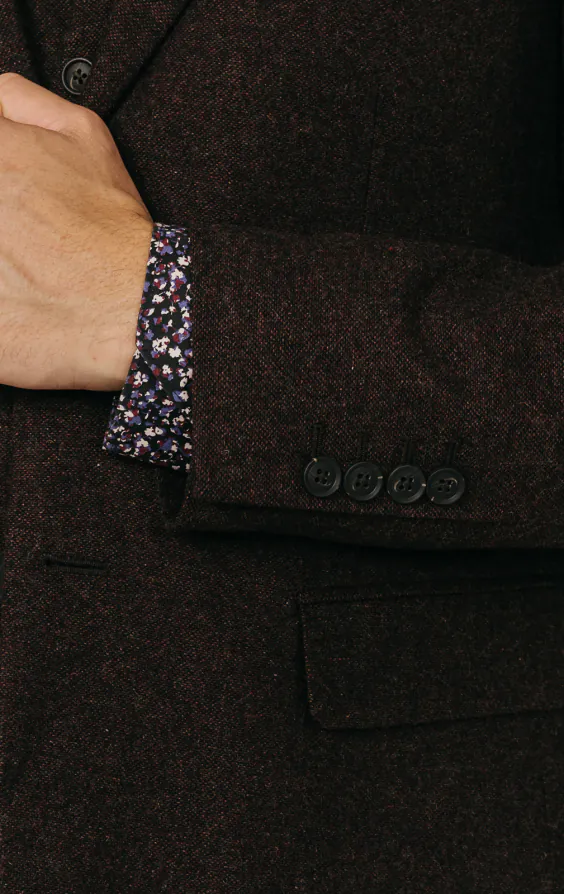 Costume 3 pièces tweed Donegal bordeaux - photo 2
