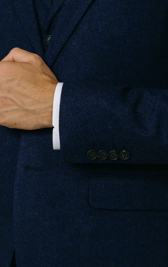 Costume 3 pièces tweed Donegal bleu marine - photo 2