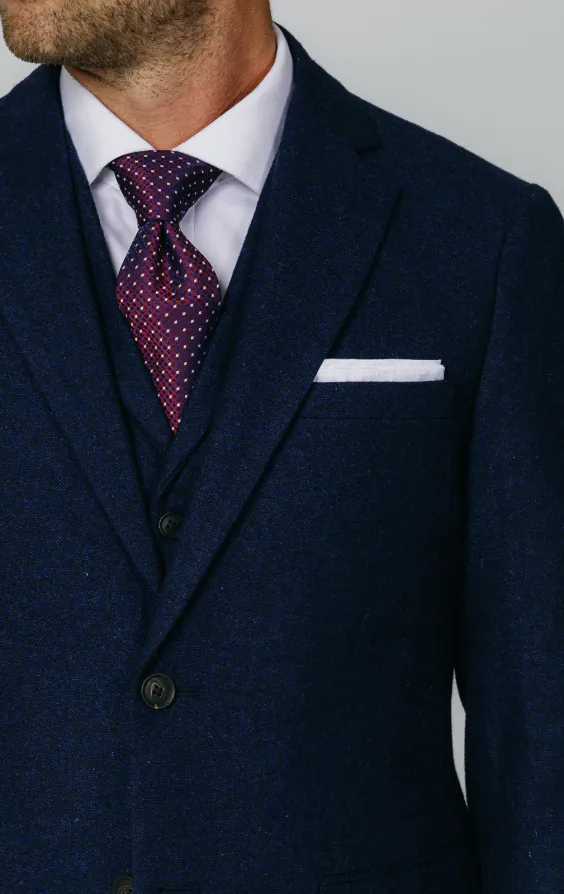 Costume 3 pièces tweed Donegal bleu marine - photo 3