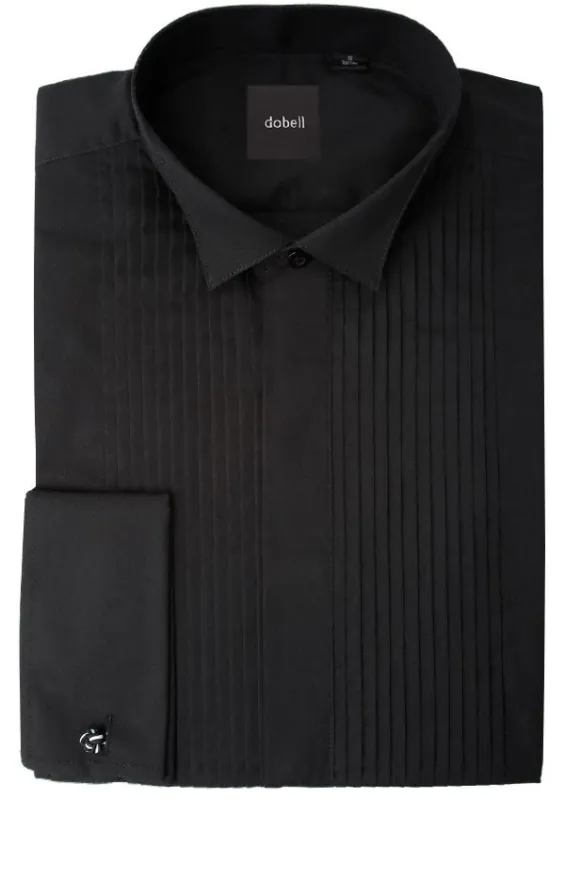 Chemise habillée noire, plissée devant, col cassé - photo 1 Chemise habillée noire, plissée devant, col cassé - photo 1